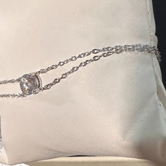 Moissanite 2 Carat Round Pendant Double Strand Bracelet 925 Sterling Silver NWT - Picture 12 of 16